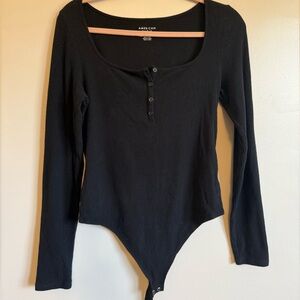 American Eagle Black Ribbed Bodysuit